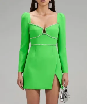 Self-Portrait Bright Green dress