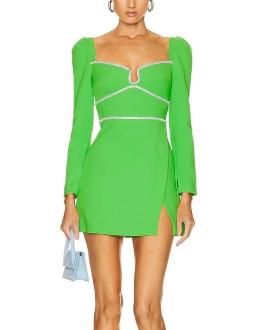 Self-Portrait Bright Green dress