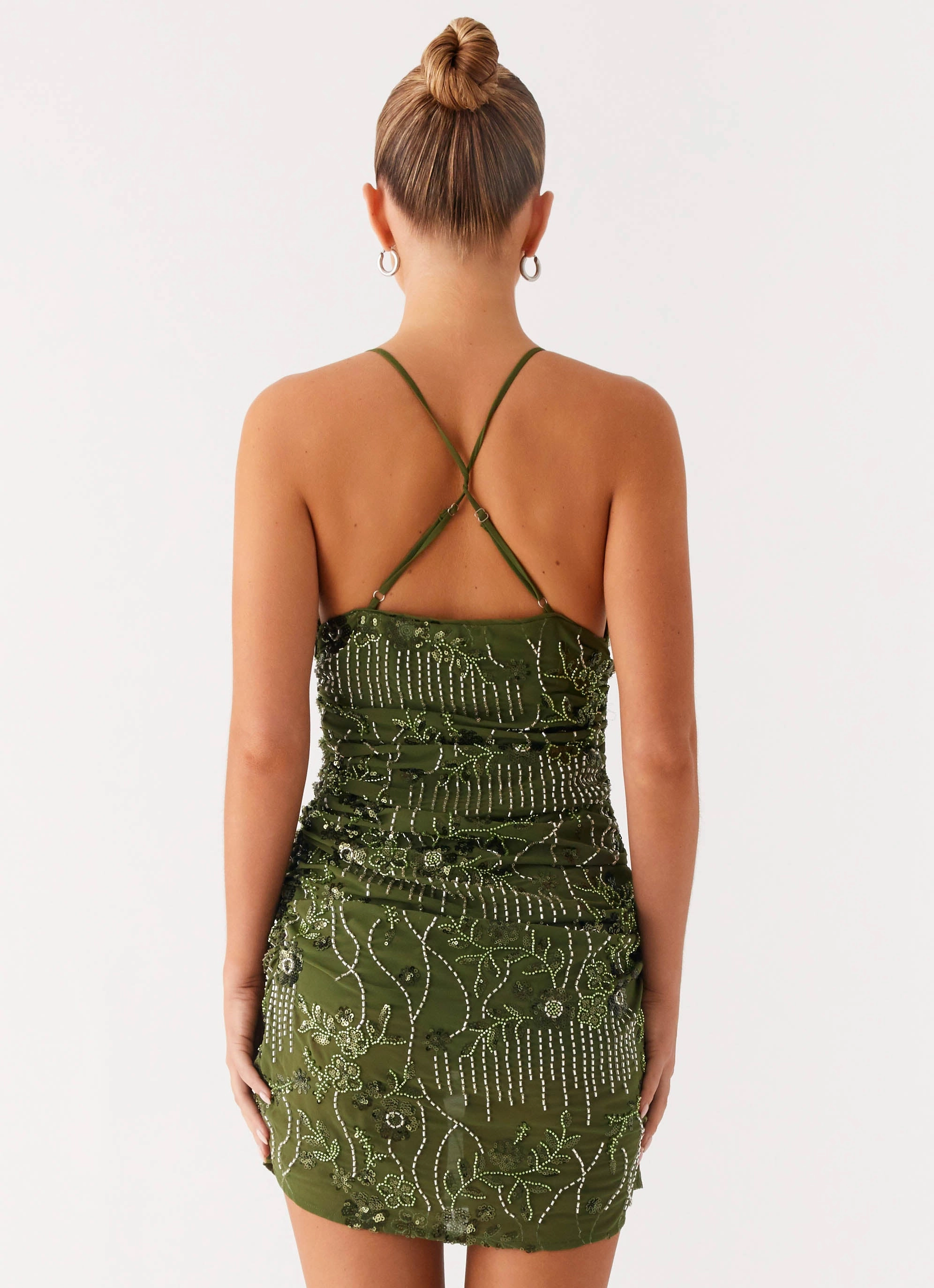 Seona Beaded Dress - Khaki