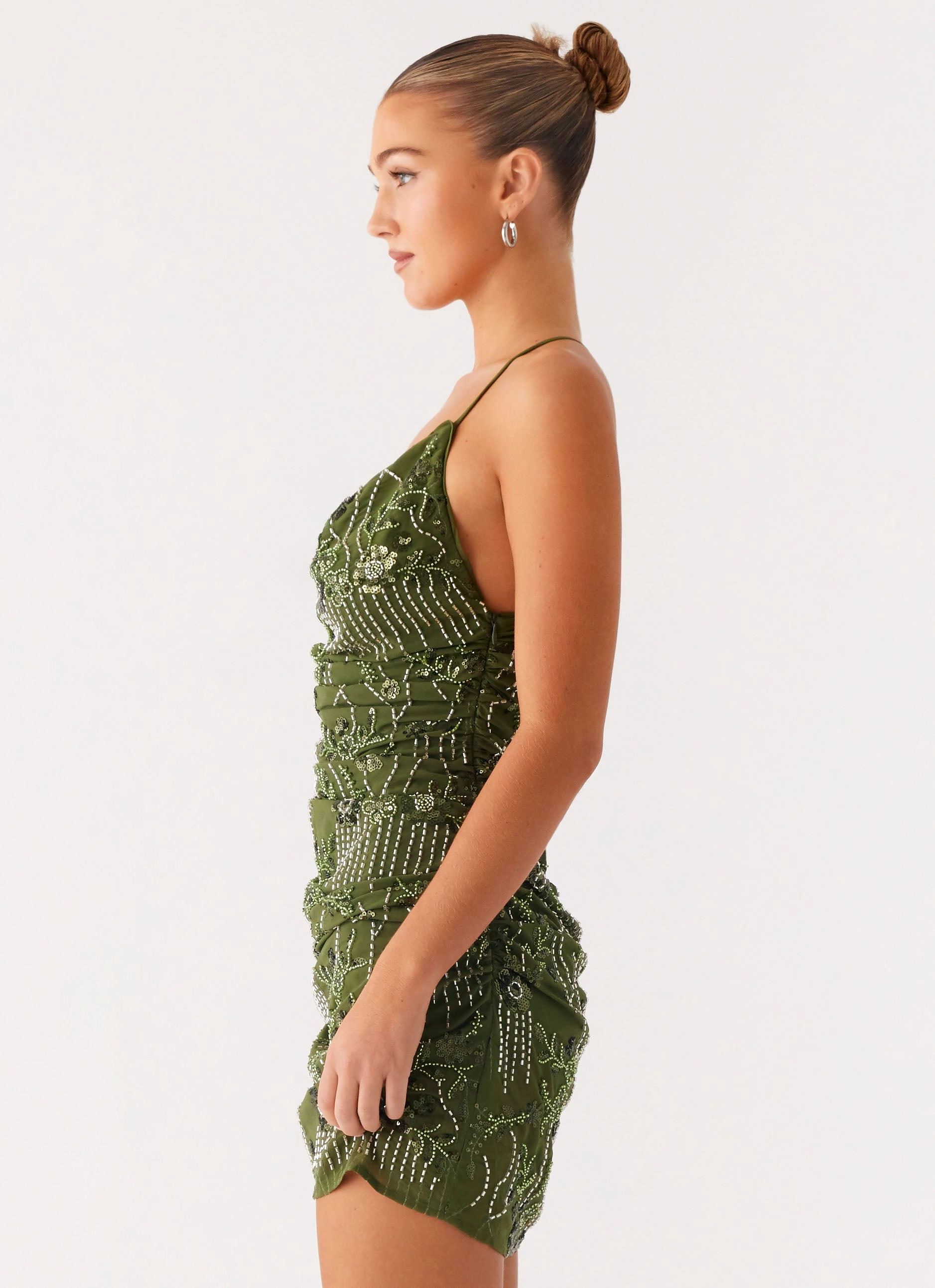 Seona Beaded Dress - Khaki