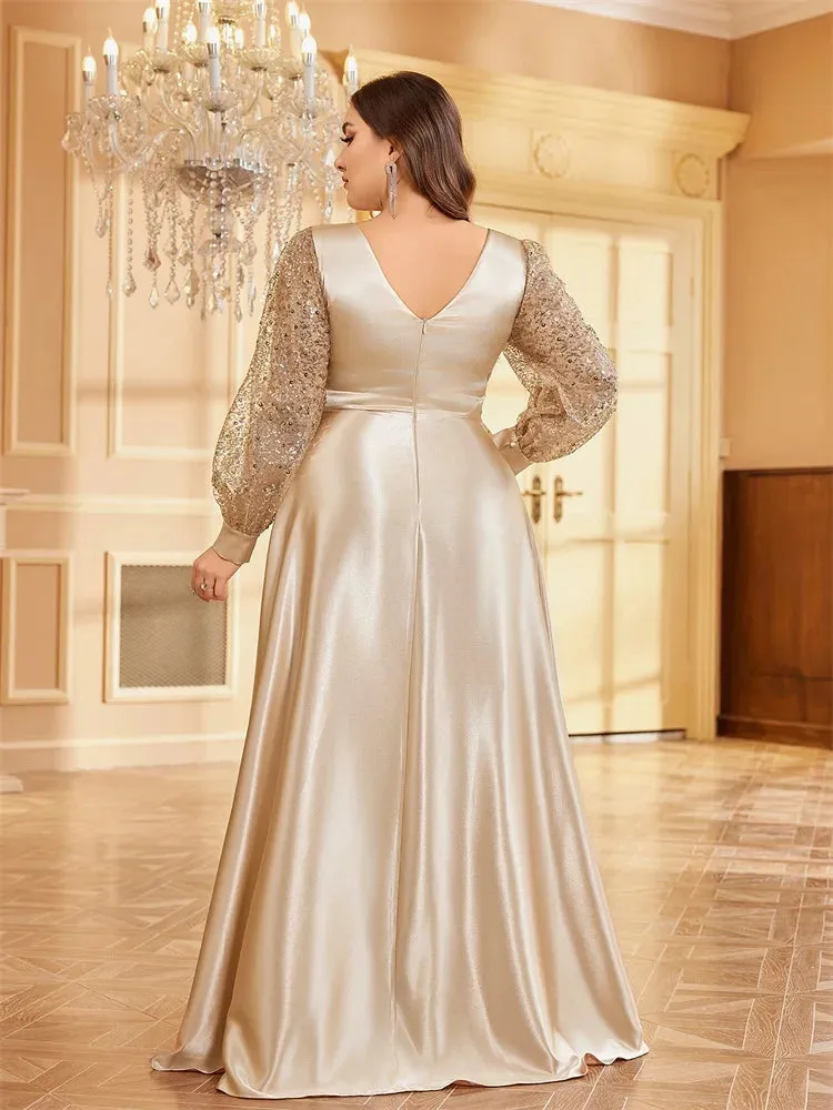 Sequin V-Neck Evening Cocktail Dress