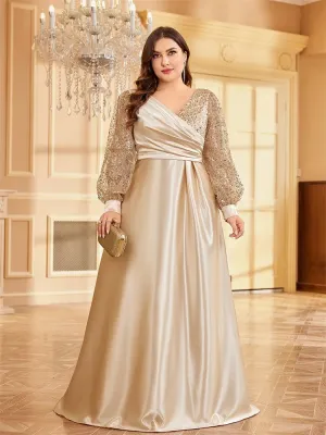 Sequin V-Neck Evening Cocktail Dress