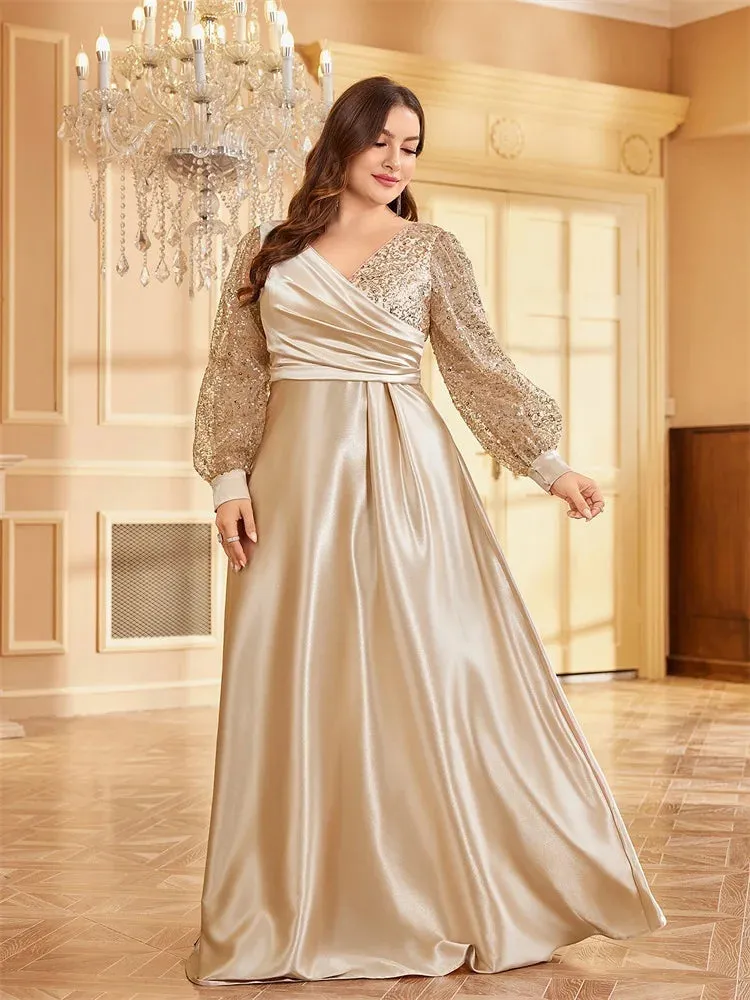 Sequin V-Neck Evening Cocktail Dress