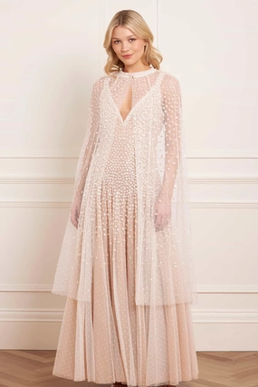 Sequin Cascade Midaxi Open Cape Sequin Cascade Midaxi Open Cape