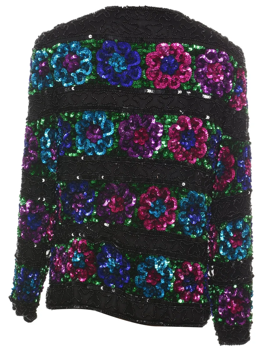 Sequined Multi-Colour Evening Jacket - L