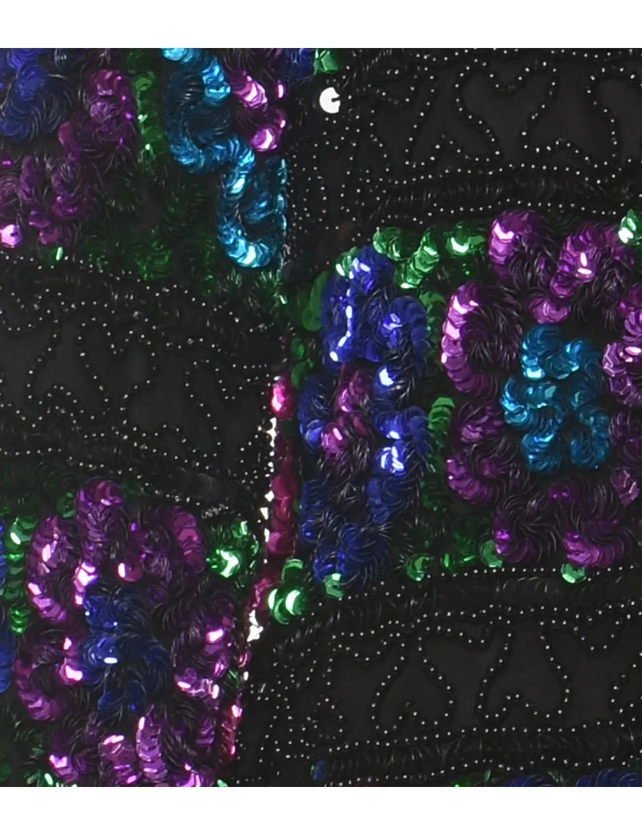 Sequined Multi-Colour Evening Jacket - L