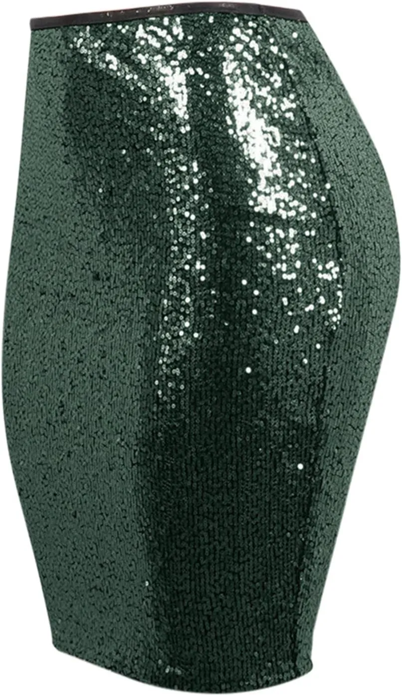Sequins Skirts for Women Women's Solid Color 2025 Fashion High Waist Slim Hip Casual Half Body Skirt for Party