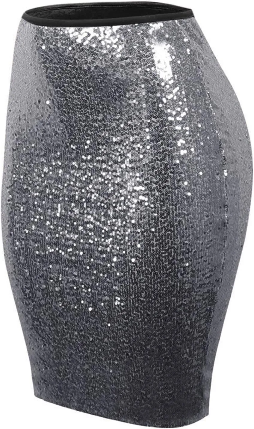 Sequins Skirts for Women Women's Solid Color 2025 Fashion High Waist Slim Hip Casual Half Body Skirt for Party