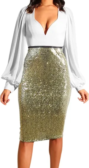 Sequins Skirts for Women Women's Solid Color 2025 Fashion High Waist Slim Hip Casual Half Body Skirt for Party