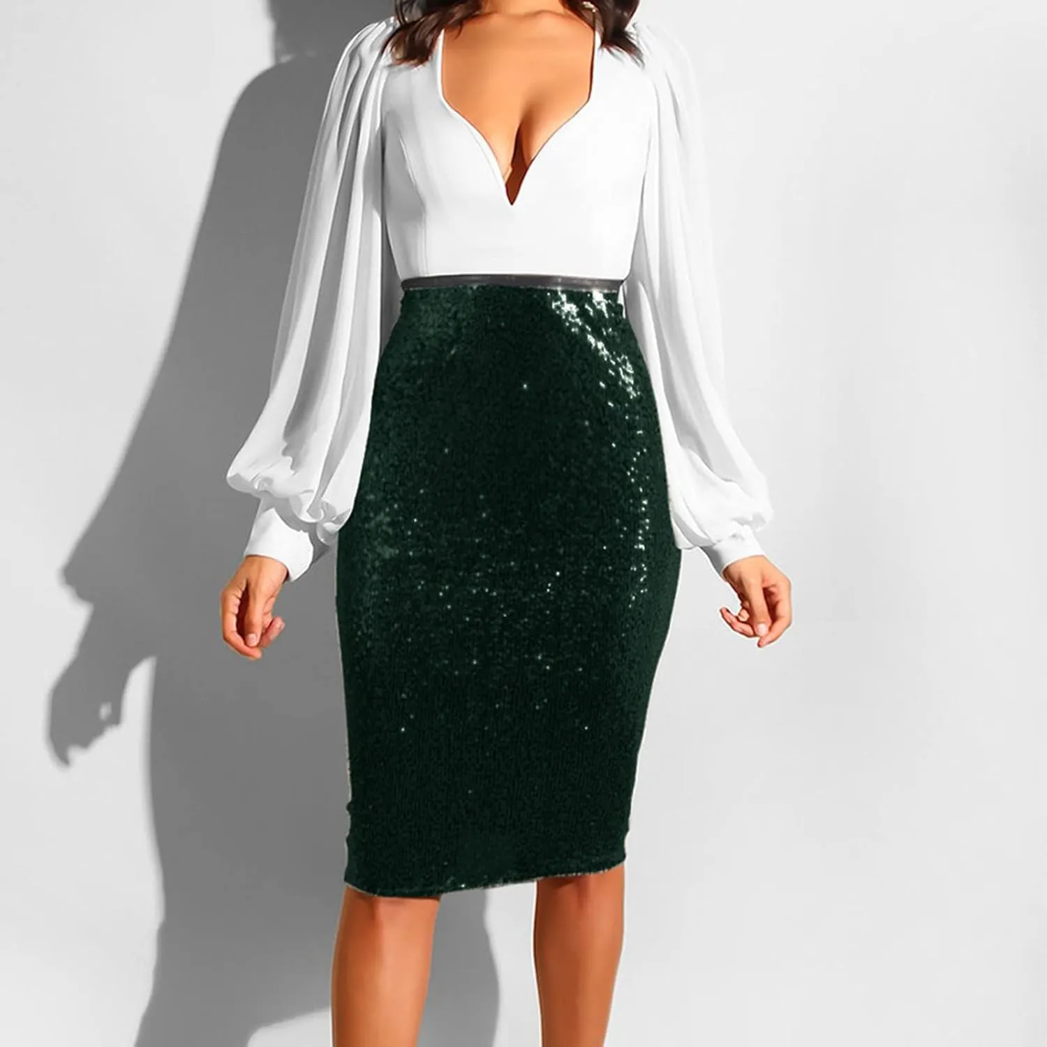 Sequins Skirts for Women Women's Solid Color 2025 Fashion High Waist Slim Hip Casual Half Body Skirt for Party