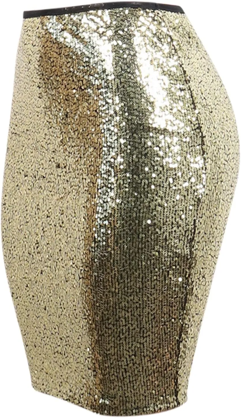 Sequins Skirts for Women Women's Solid Color 2025 Fashion High Waist Slim Hip Casual Half Body Skirt for Party