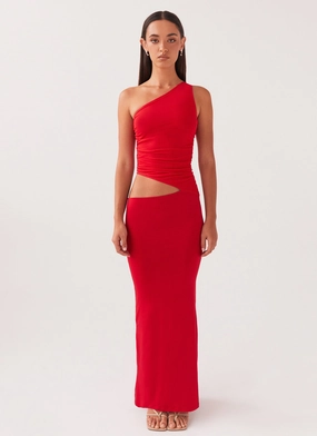 Seranella One Shoulder Maxi Dress - Cherry Red Seranella One Shoulder Maxi Dress - Cherry Red