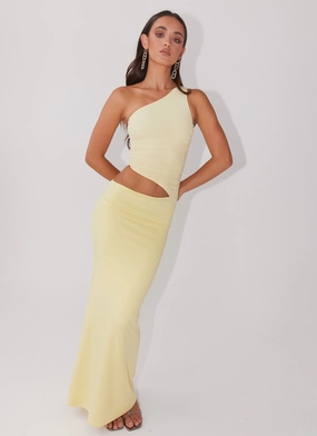 Seranella One Shoulder Maxi Dress - Lemon Seranella One Shoulder Maxi Dress - Lemon