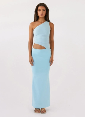 Seranella One Shoulder Maxi Dress - Sky Blue Seranella One Shoulder Maxi Dress - Sky Blue