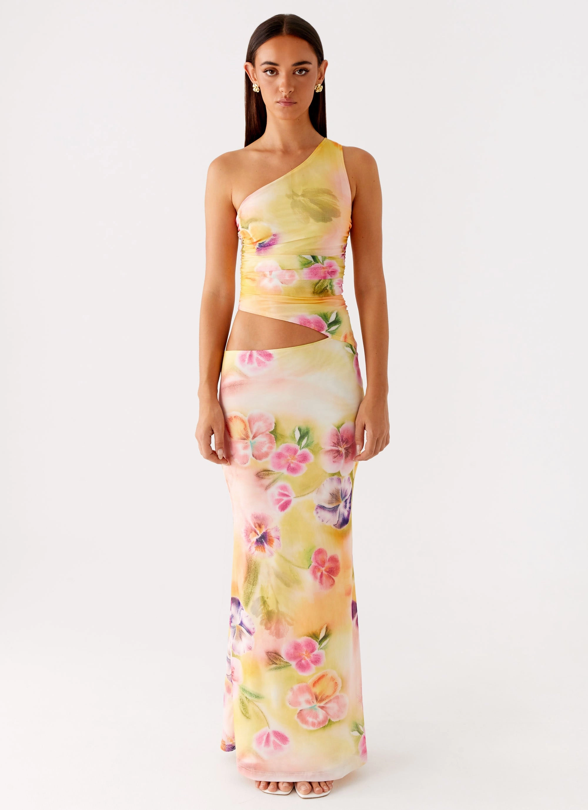 Seranella One Shoulder Maxi Dress - Sunburst Floral