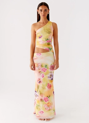Seranella One Shoulder Maxi Dress - Sunburst Floral Seranella One Shoulder Maxi Dress - Sunburst Floral