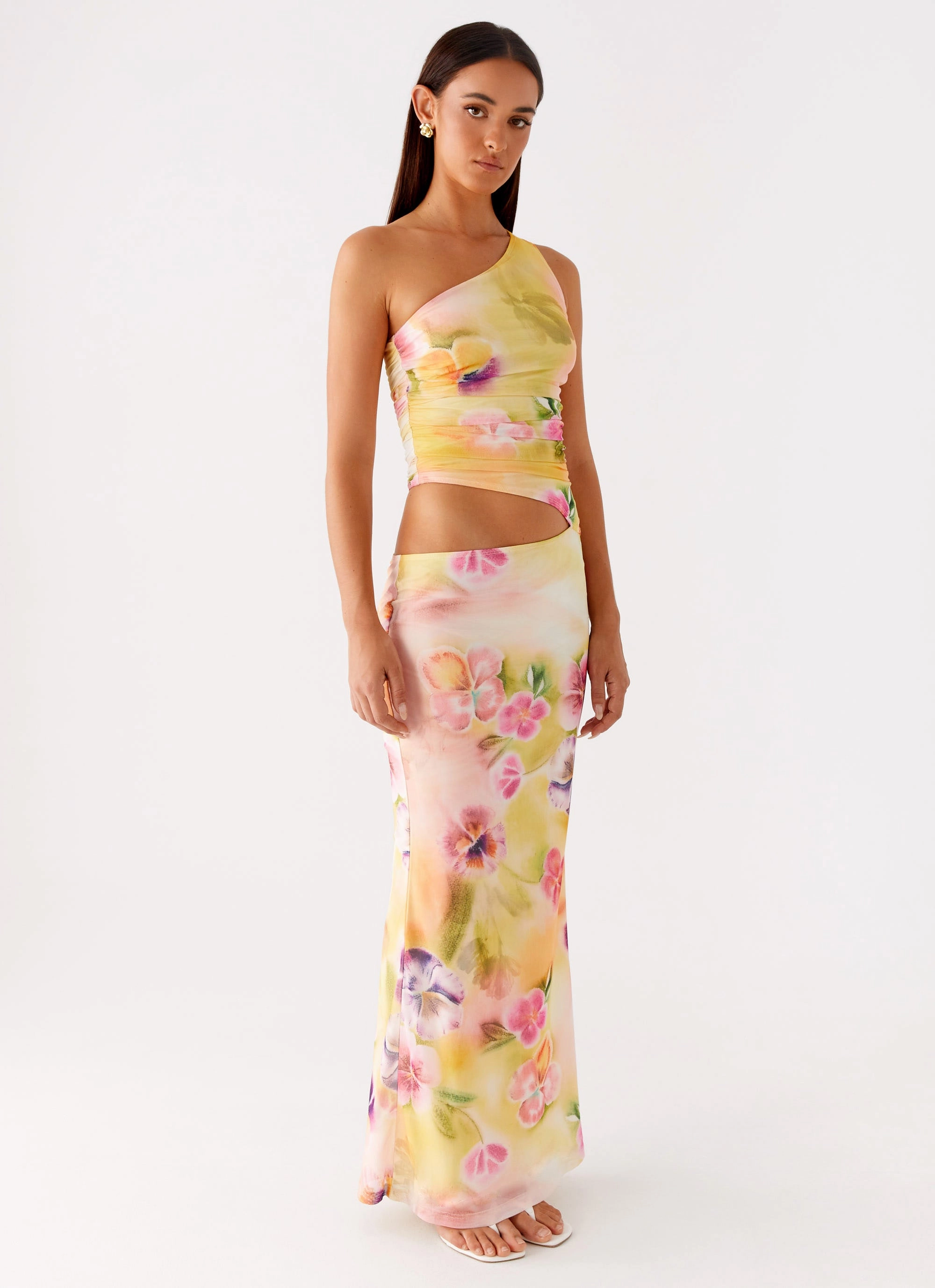 Seranella One Shoulder Maxi Dress - Sunburst Floral