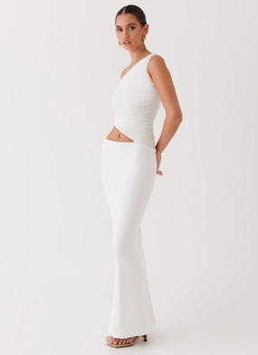 Seranella One Shoulder Maxi Dress - White Seranella One Shoulder Maxi Dress - White