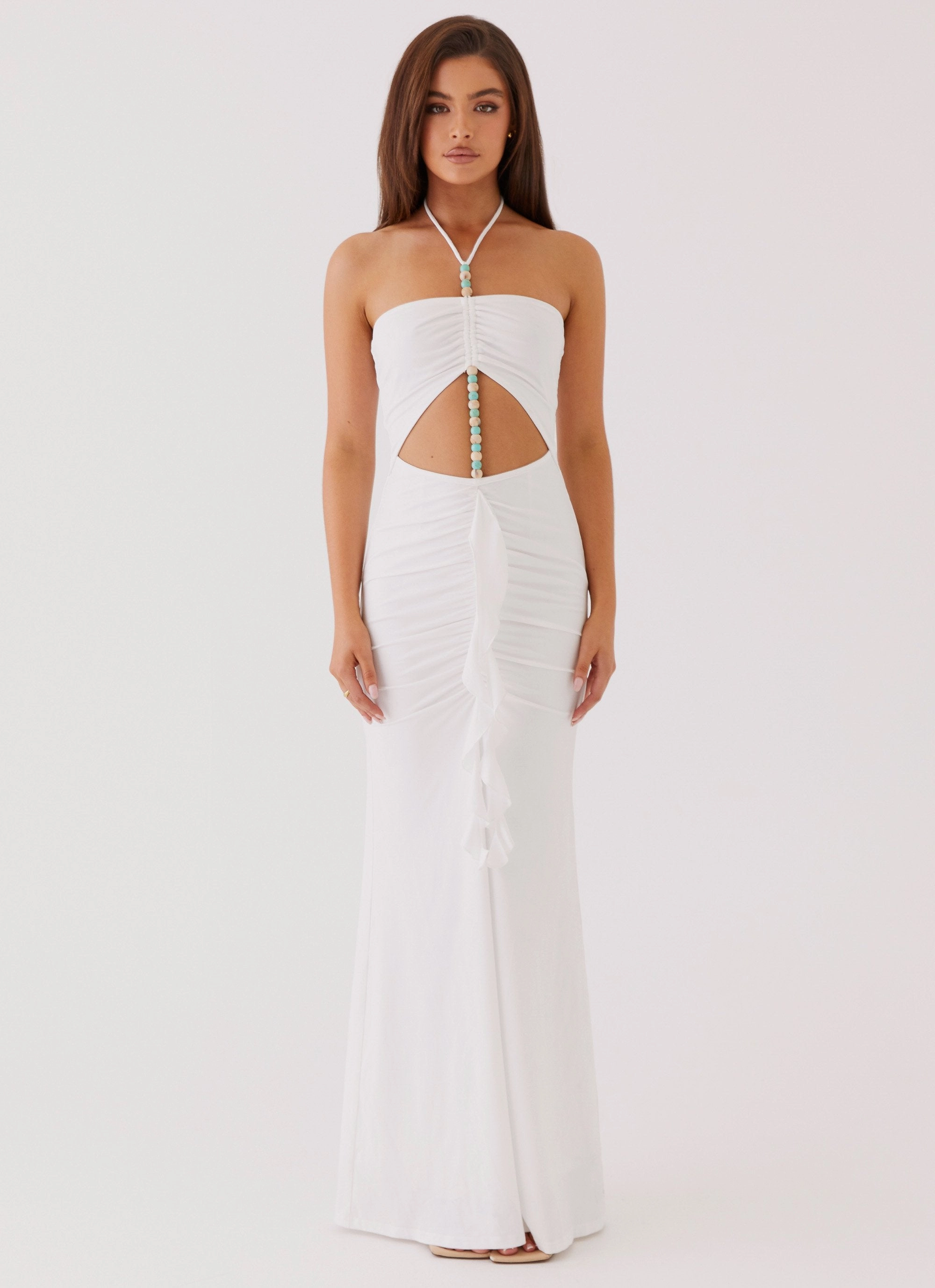 Serina Ruffle Maxi Dress - White