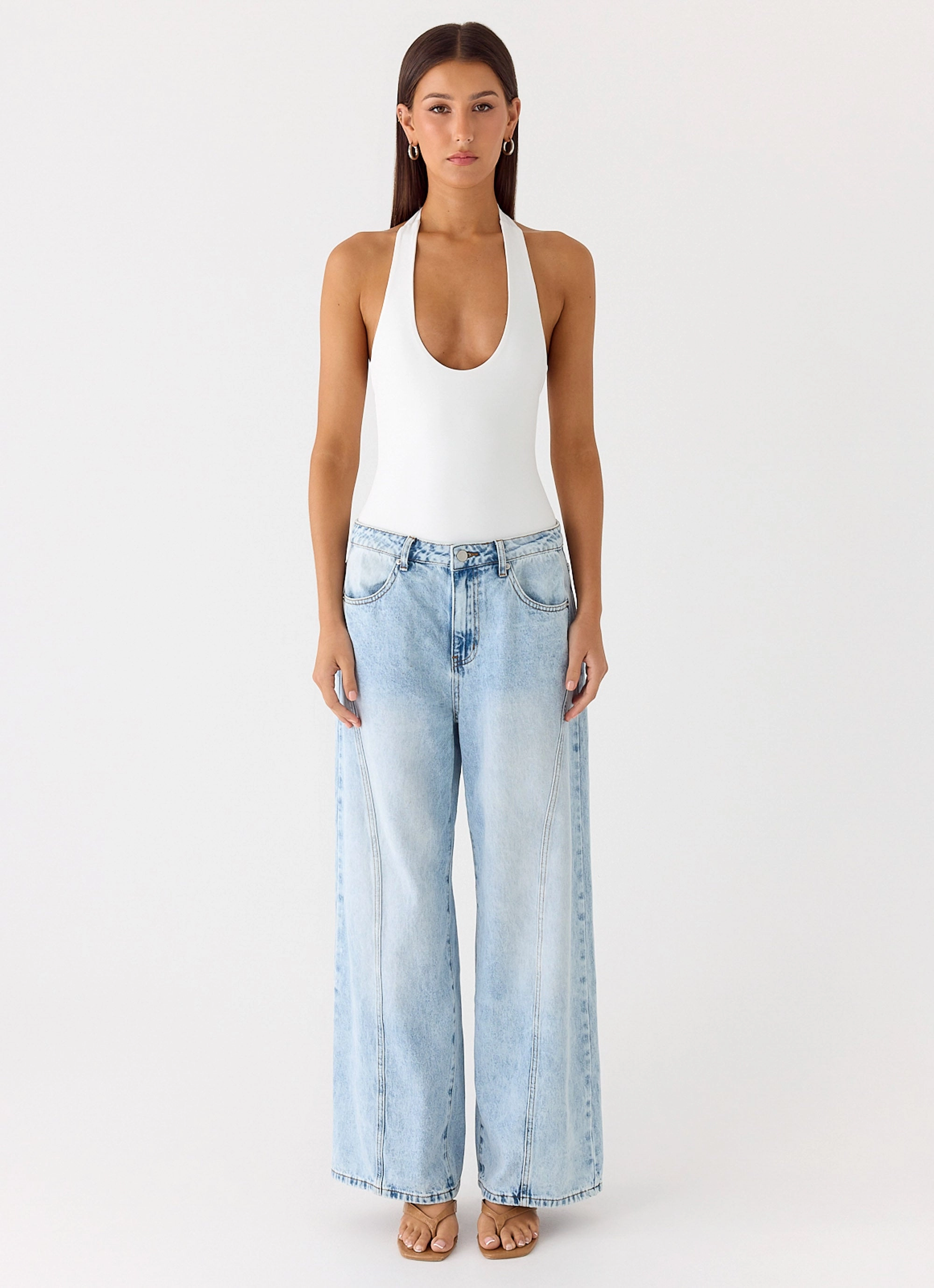 Set The Scene Halter Bodysuit - White