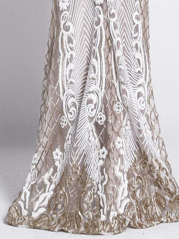Sexy Bodycon One Shoulder Backless Sequin Maxi Dress