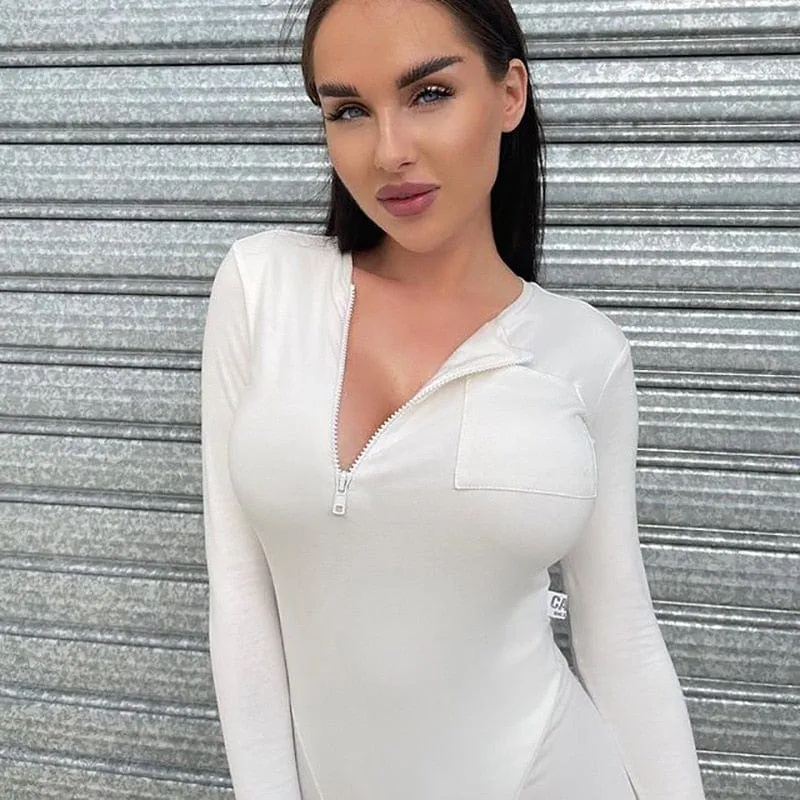 Sexy Raven Zipper Jumpsuit