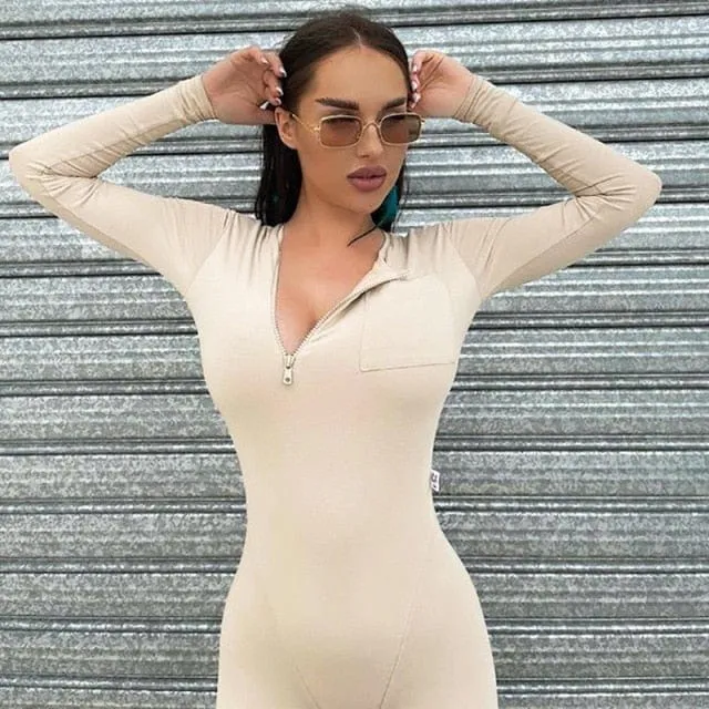 Sexy Raven Zipper Jumpsuit