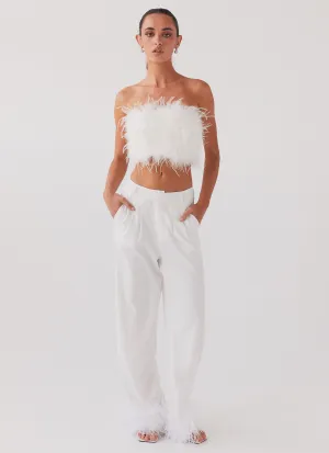 Shake It Off Feather Pants - Snow Shake It Off Feather Pants - Snow