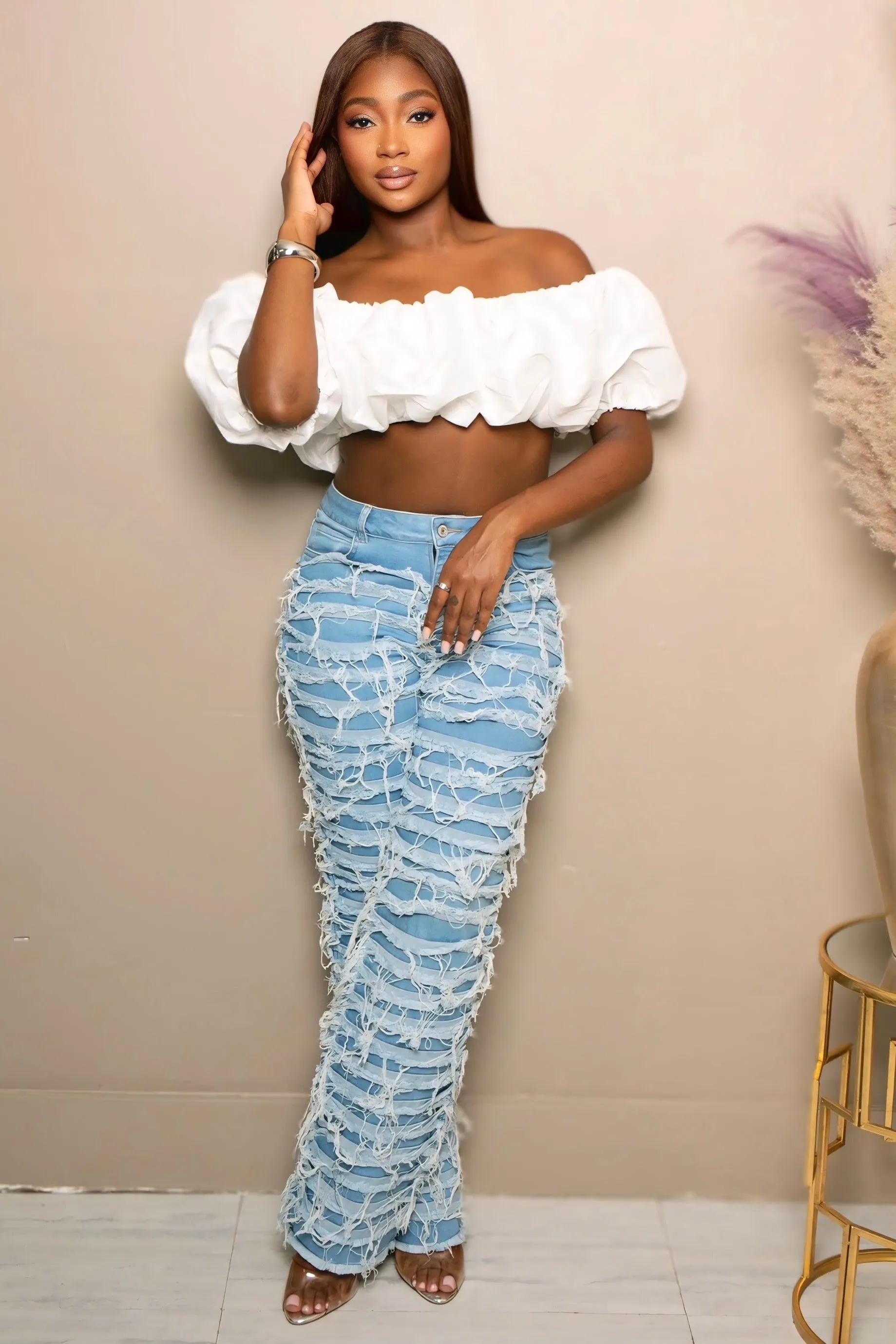 Shalandra Bold Statement Distressed Jeans