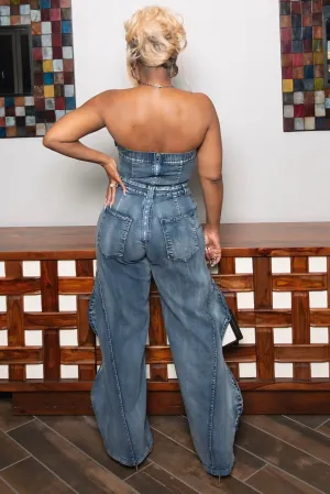 Shanteria Wide Leg Lux Denim Jumper Shanteria Wide Leg Lux Denim Jumper