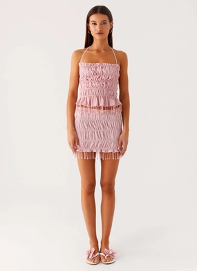 Shari Beaded Halter Top - Pink Shari Beaded Halter Top - Pink