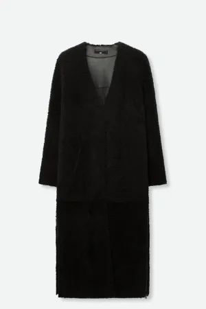 SHEARLING LONG COAT WITH SIDE VENT ZIP SHEARLING LONG COAT WITH SIDE VENT ZIP
