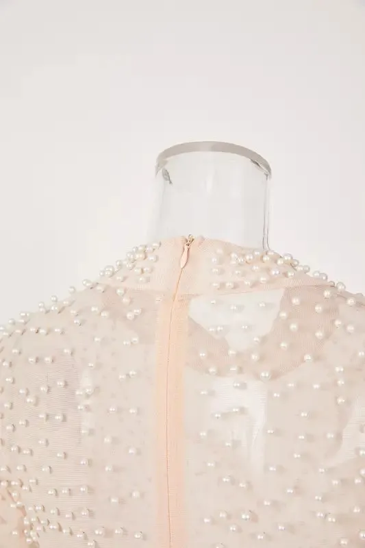 Sheer Pearls Galore Short Sleeve Jumpsuit