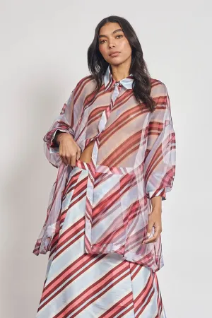 Sheer Stripe Shirt  -   Blue Grey Striped