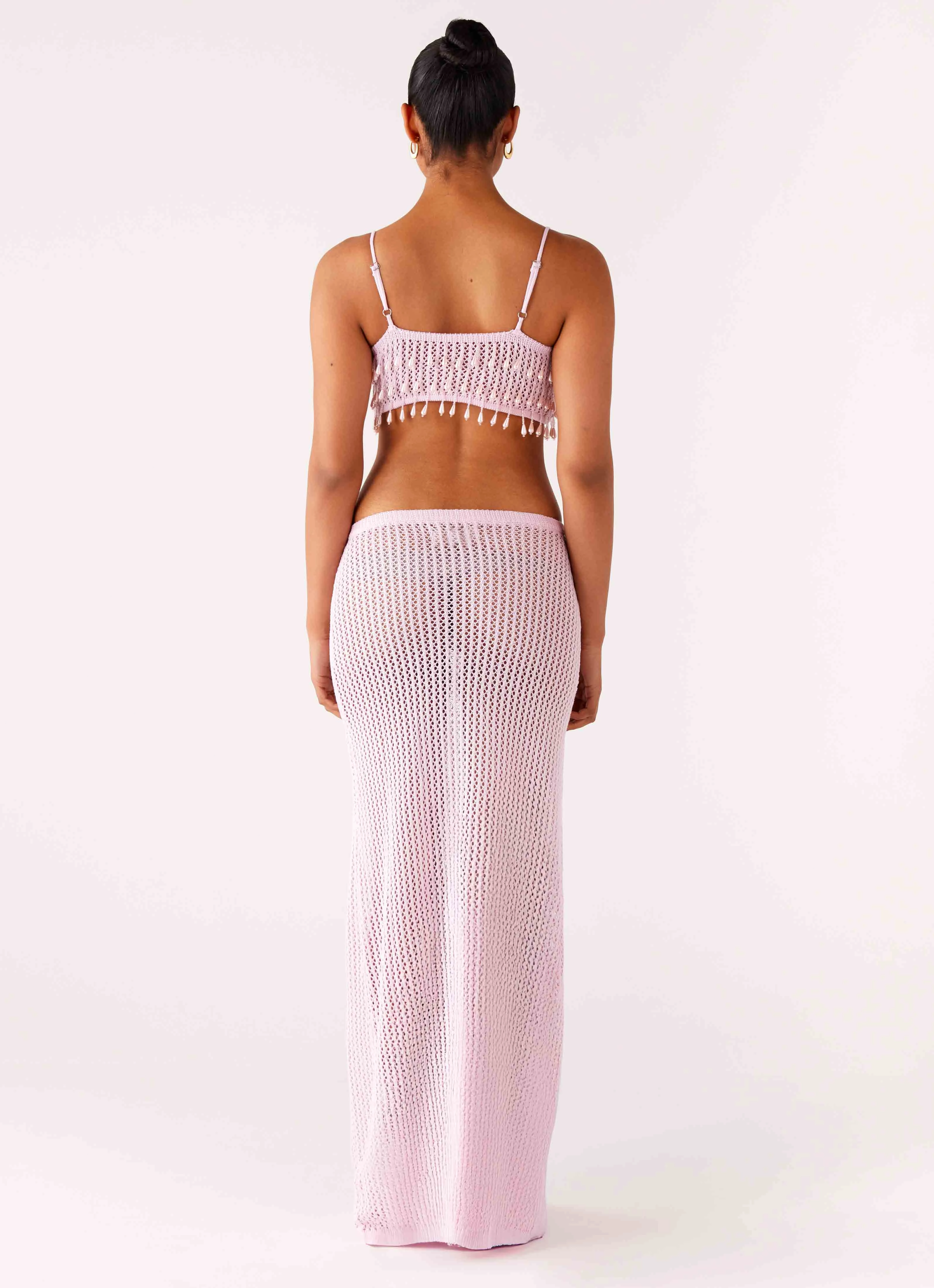Shellbound Crochet Maxi Dress - Pink