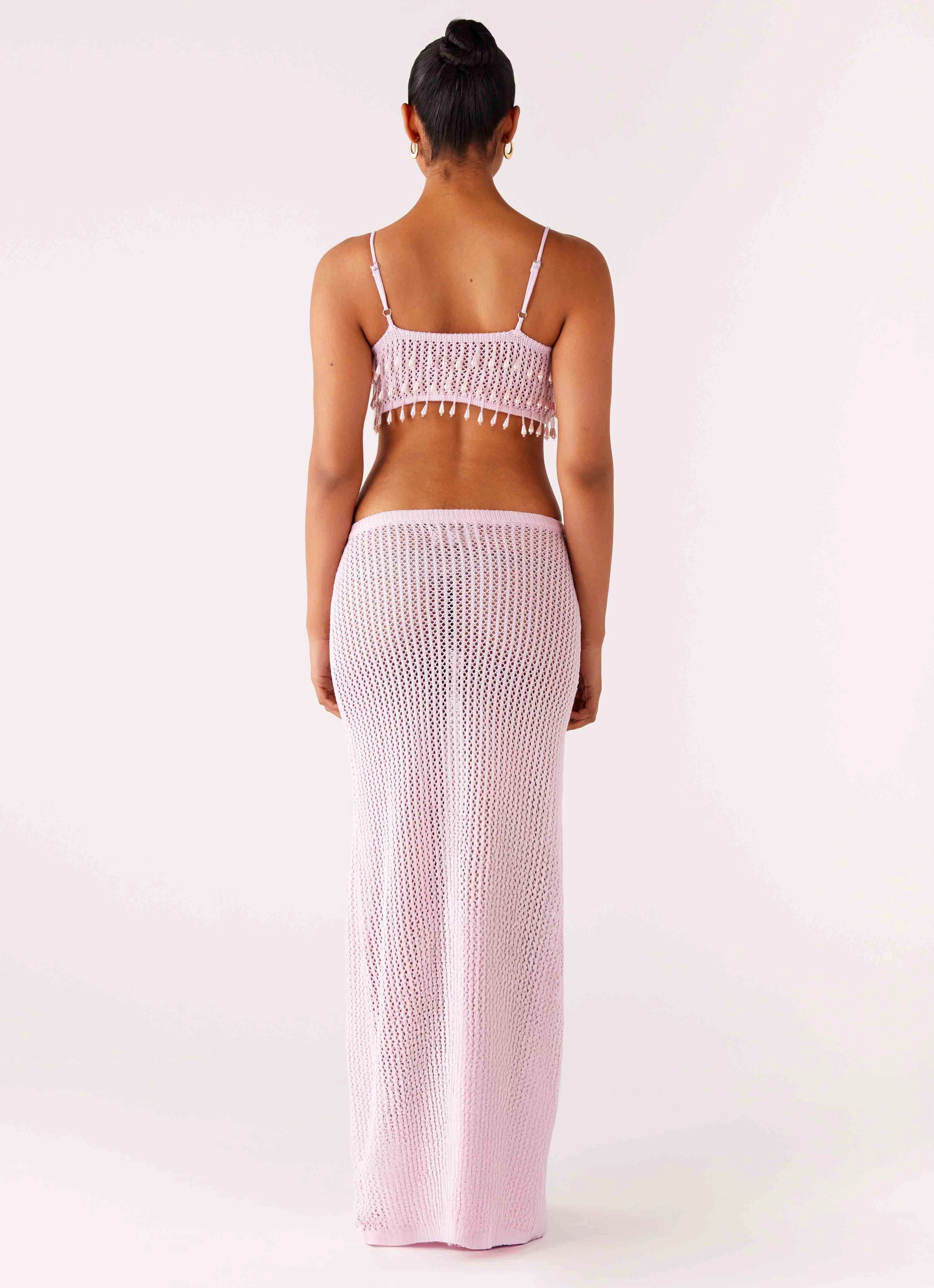Shellbound Crochet Maxi Dress - Pink