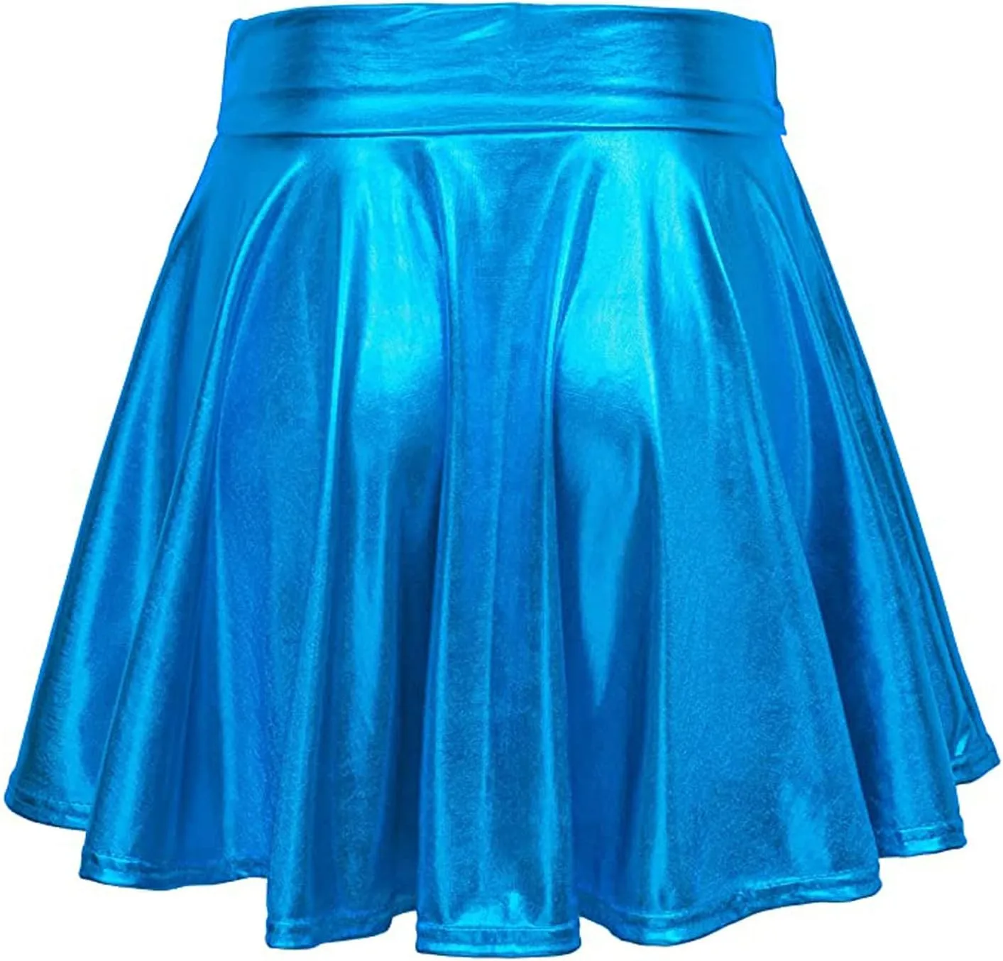 Shiny Women's Fashion Pleated A-Line Flared Casual Mini Skirt Skirt Light Jean Skirt