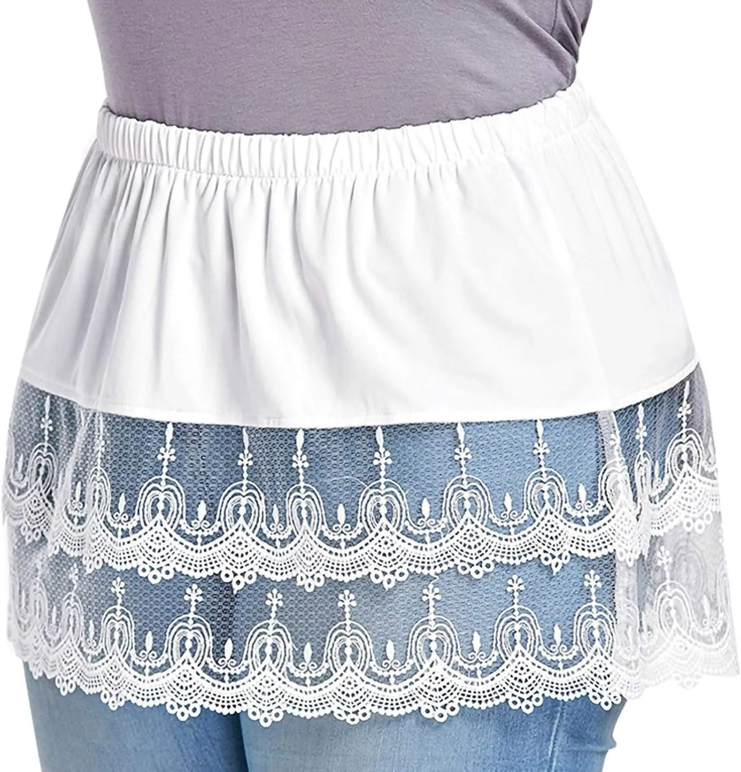 Shirt Extender for Women Plus, Detachable Layering Irregular Fake Underskirt, Adjustable Fake Top Lower Sweep Skirt