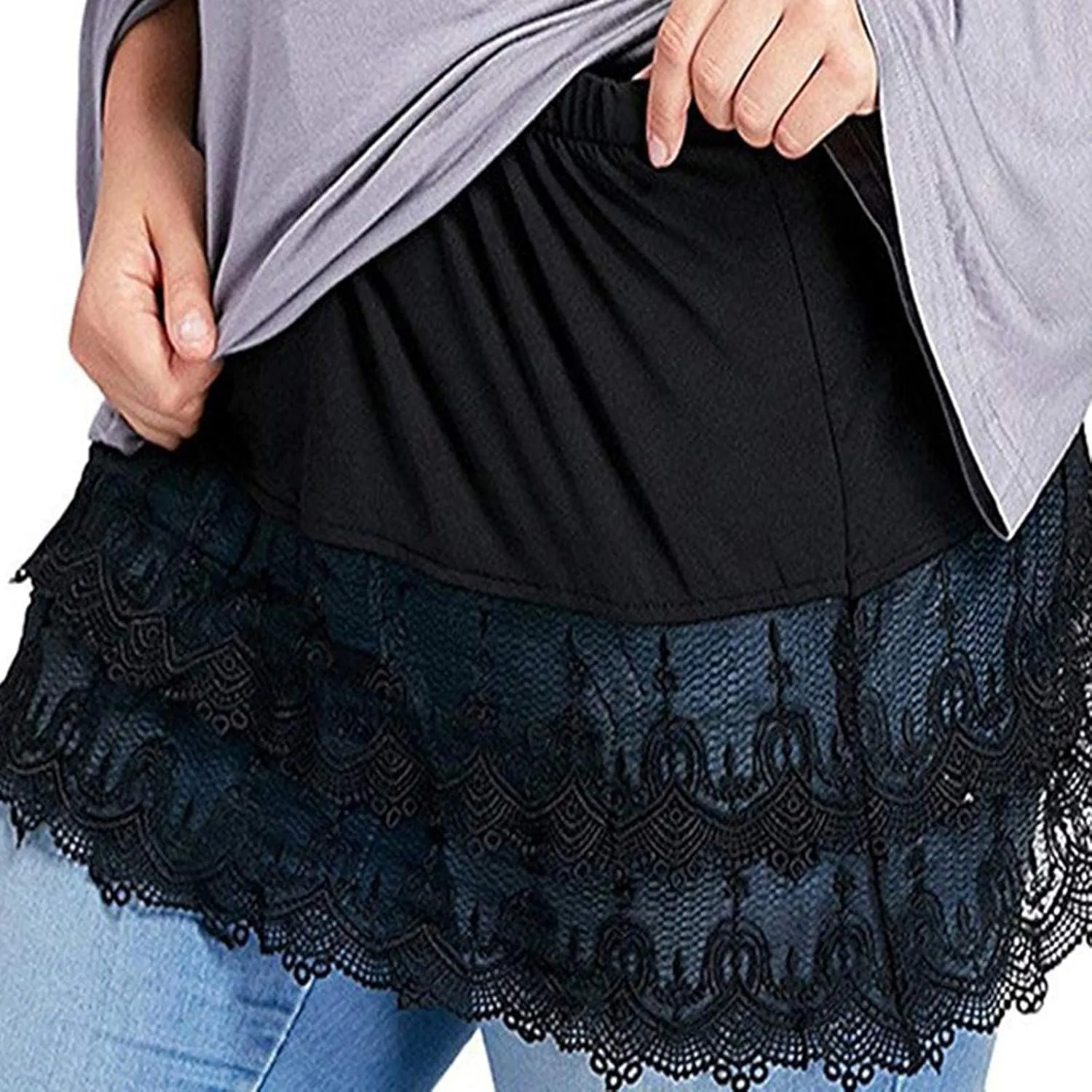 Shirt Extender for Women Plus, Detachable Layering Irregular Fake Underskirt, Adjustable Fake Top Lower Sweep Skirt