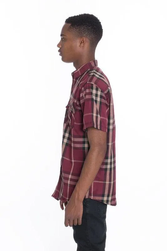 Short Sleeve Checker Shirts for Men