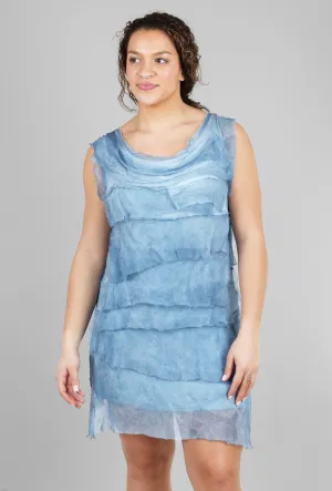 Short Tattered-Tiers Dress, Denim