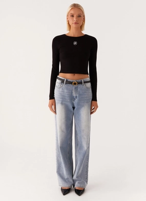 Signature Monogram Long Sleeve Tee - Black Signature Monogram Long Sleeve Tee - Black