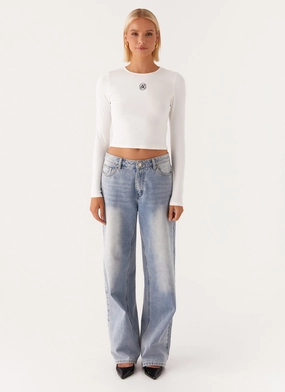 Signature Monogram Long Sleeve Tee - Off White Signature Monogram Long Sleeve Tee - Off White