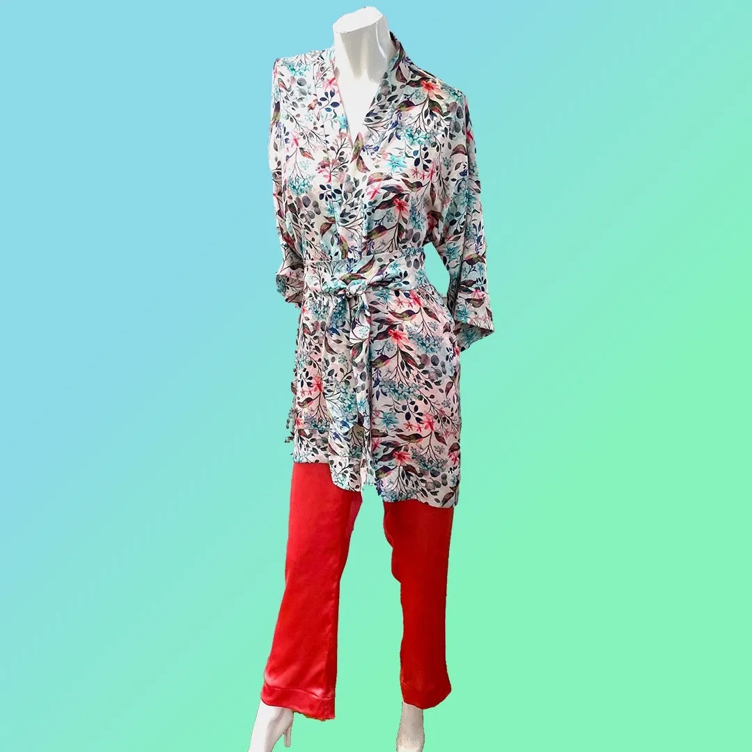 Silk and Poly Robe and Peignoir Ensemble