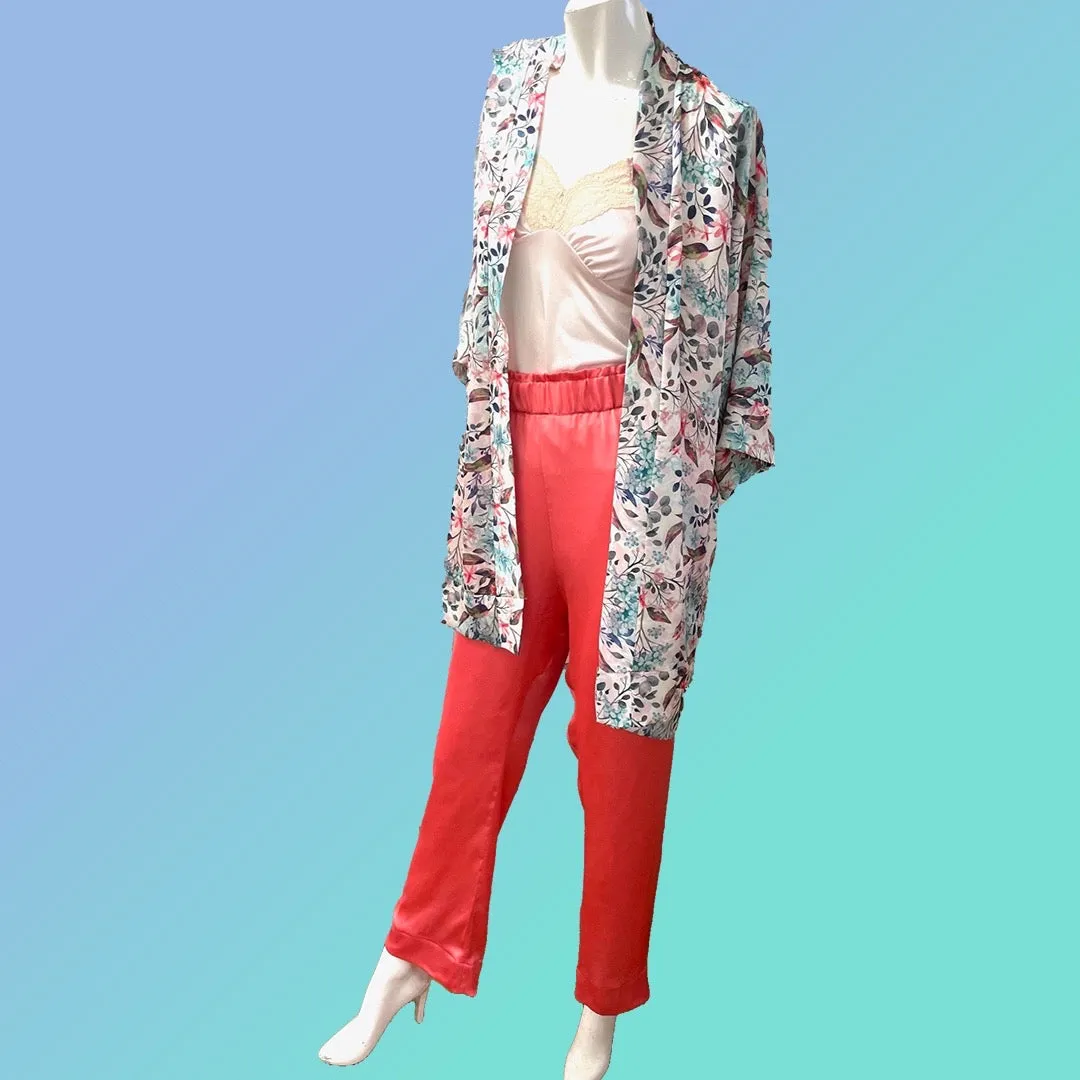 Silk and Poly Robe and Peignoir Ensemble