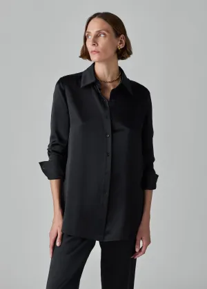 Silk Button Down Shirt - Black