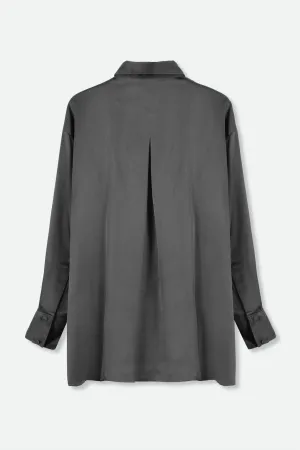 SILK CHARMEUSE ADRIA SHIRT IN CHARCOAL GREY SILK CHARMEUSE ADRIA SHIRT IN CHARCOAL GREY