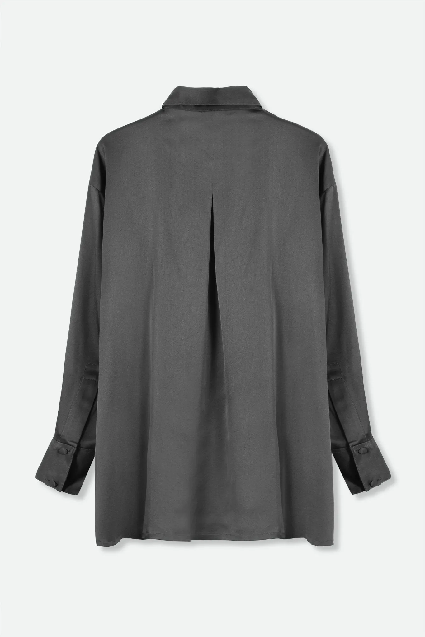 SILK CHARMEUSE ADRIA SHIRT IN CHARCOAL GREY