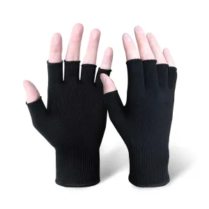 Silk Knit Fingerless Gloves (Black)