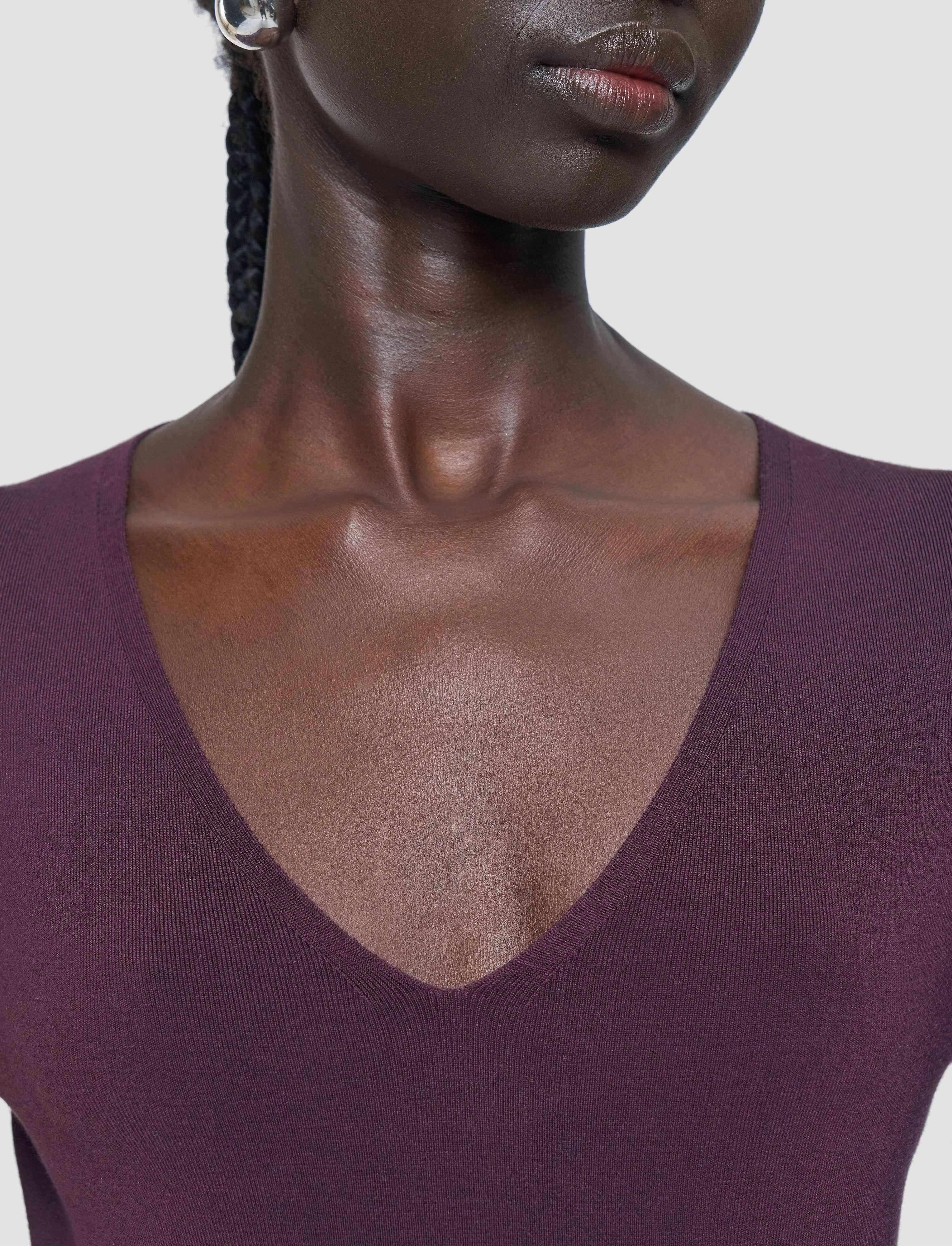 Silk Stretch V Neck Top